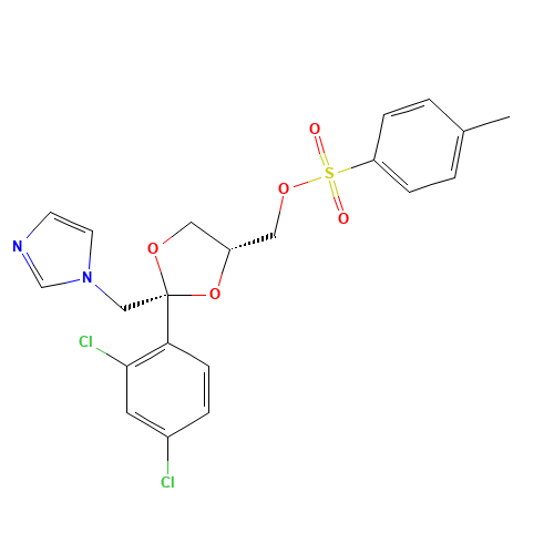 cis-[2-(2,4-Dichlorophenyl)-2-(1H-imidazol-1-ylmethyl)-1,3-dioxolan-4-yl]methyl p-Tolylsulfonate (CAS: 134071-44-6) - Chemical Structure and Molecular Formula 