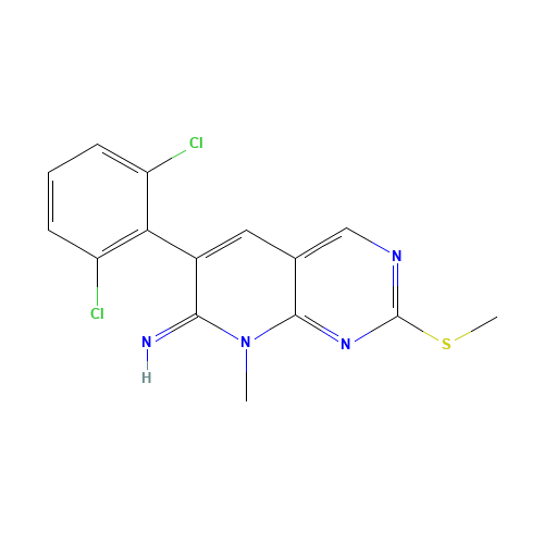 6-(2,6-Dichlorophenyl)-8-methyl-2-(methylthio)pyrido[2,3-d]pyrimidin-7(8H)-imine (CAS: 185039-29-6) - Chemical Structure and Molecular Formula 