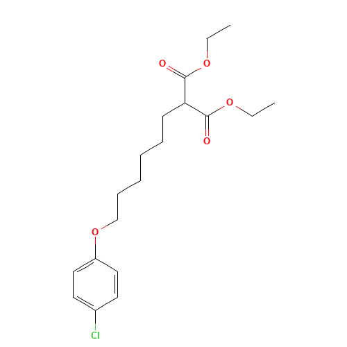Diethyl-6-(4-chlorophenoxy) Hexylmalonate (CAS: 82258-39-7) - Chemical Structure and Molecular Formula 