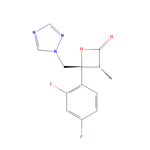(3R,4R)-4-(2,4-Difluorophenyl)-3-methyl-4-(1H-1,2,4-triazol-1-ylmethyl)-2-oxetanone (CAS: 1165800-97-4) - Chemical Structure and Molecular Formula 
