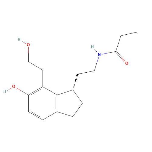 (S)-N-[2-[2,3-Dihydro-6-hydroxy-7-(2-hydroxyethyl)-1H-inden-1-yl]ethyl]propanamide (CAS: 196597-88-3) - Chemical Structure and Molecular Formula 