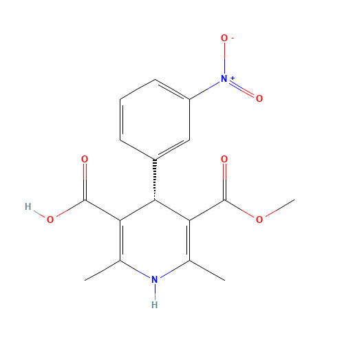 (S)-(+)-1,4-Dihydro-2,6-dimethyl-4-(3-nitrophenyl)-3,5-pyridinedicarboxylic Acid Monomethyl Ester (CAS: 76093-34-0) - Chemical Structure and Molecular Formula 