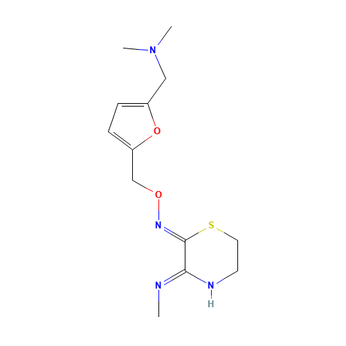 5,6-Dihydro-3-(methylamino)-2H-1,4-thiazin-2-one O-[[5-[(Dimethylamino)methyl]-2-furanyl]methyl]oxime (CAS: 112233-24-6) - Related Chemical Product