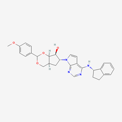 (4aS,6R,7S,7aR)-6-[4-[[(1S)-2,3-Dihydro-1H-inden-1-yl]amino]-7H-pyrrolo[2,3-d]pyrimidin-7-yl]hexahydro-2-(4-methoxyphenyl)-cyclopenta-1,3-dioxin-7-ol (CAS: 905580-87-2) - Related Chemical Product