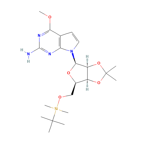 7-[5-O-[(1,1-Dimethylethyl)dimethylsilyl]-2,3-O-(1-methylethylidene)-b-D-ribofuranosyl]-4-methoxy-7H-pyrrolo[2,3-d]pyrimidin-2-amine (CAS: 131981-22-1) - Related Chemical Product