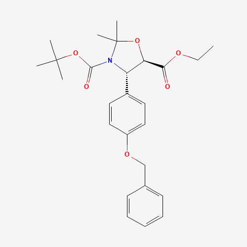 (4S,5R)-2,2-Dimethyl-4-[4-(phenylmethoxy)phenyl]-N-Dimethylethoxycarbonyl-3,5-oxazolidinecarboxylic Acid Ethyl Ester (CAS: 382596-27-2) - Chemical Structure and Molecular Formula 