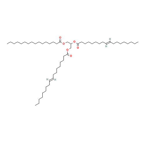 1,2-Dioleoyl-3-palmitoyl-rac-glycerol (CAS: 65390-75-2) - Chemical Structure and Molecular Formula 