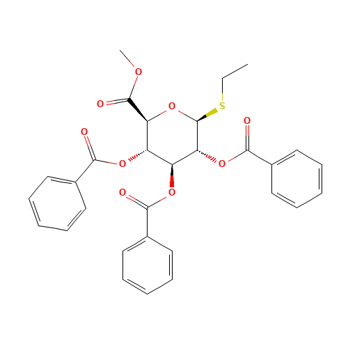 Ethyl 2,3,4-Tri-O-benzoyl-b-D-thioglucopyranosiduronic Acid Methyl Ester (CAS: 302965-09-9) - Chemical Structure and Molecular Formula 