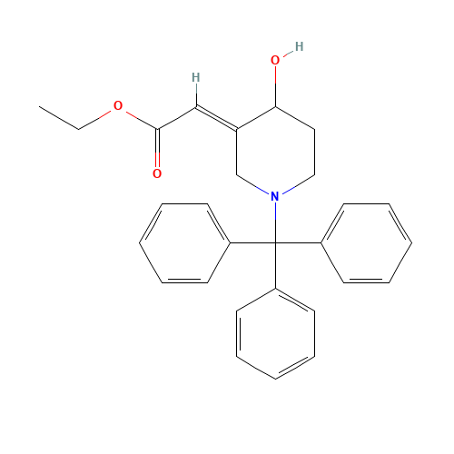 rac- (2E)-3-[(Ethoxycarbonyl)methylene]-1-trityl-4-piperidinol (CAS: 239466-40-1) - Chemical Structure and Molecular Formula 