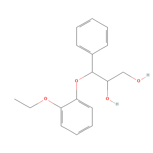 (2RS,3RS)-3-(2-Ethoxyphenoxy)-1,2-dihydroxy-3-phenylpropane (CAS: 98769-69-8) - Chemical Structure and Molecular Formula 