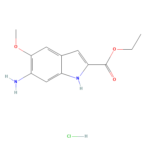 Ethyl 6-Amino-5-methoxyindole-2-carboxylate Hydrochloride (CAS: 1189986-62-6) - Chemical Structure and Molecular Formula 