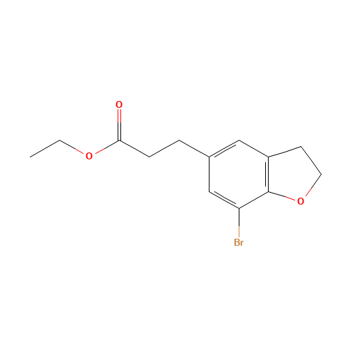 Ethyl 3-(7-Bromo-2,3-dihydro-1-benzofuran-5-yl)propanoate (CAS: 196597-67-8) - Chemical Structure and Molecular Formula 