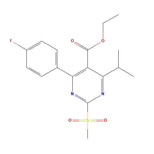 Ethyl 4-(4-Fluorophenyl)-6-isopropyl-2-(methylsulfonyl)pyrimidine-5-carboxylate (CAS: 147118-28-3) - Chemical Structure and Molecular Formula 