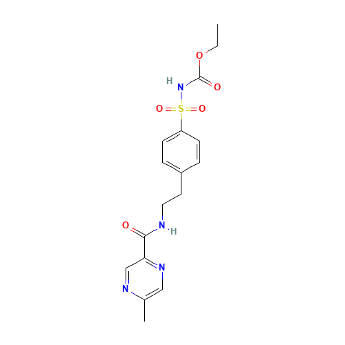 Ethyl 4-[b-(5-Methylpyrazine-2-carboxamido)ethyl]benzene Sulfonamide Carbamate (CAS: 1076198-09-8) - Related Chemical Product