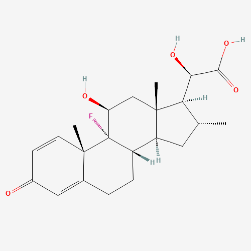 (11b,16a,20R)-9-Fluoro-11,20-dihydroxy-16-methyl-3-oxopregna-1,4-dien-21-oic Acid (CAS: 50764-01-7) - Chemical Structure and Molecular Formula 