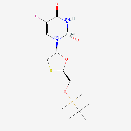 cis-5-Fluoro-1-[2-[[[(1,1-dimethylethyl)dimethylsilyl]oxy]methyl]-1,3-oxathiolan-5-yl]-2,4(1H,3H)-pyrimidinedione-13C,15N2 (CAS: 1217650-77-5) - Related Chemical Product