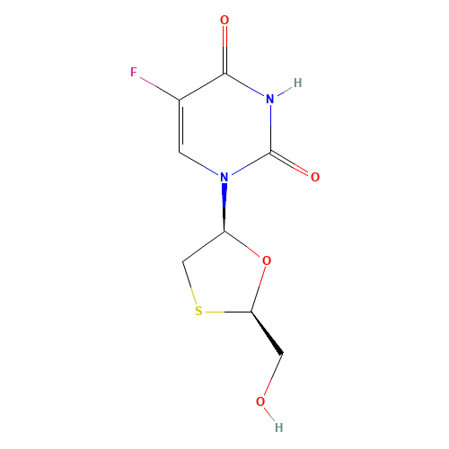 cis 5-Fluoro-1-[2-(hydroxymethyl)-1,3-oxathiolan-5-yl]-2,4(1H,3H)- pyrimidinedione (CAS: 145986-11-4) - Related Chemical Product