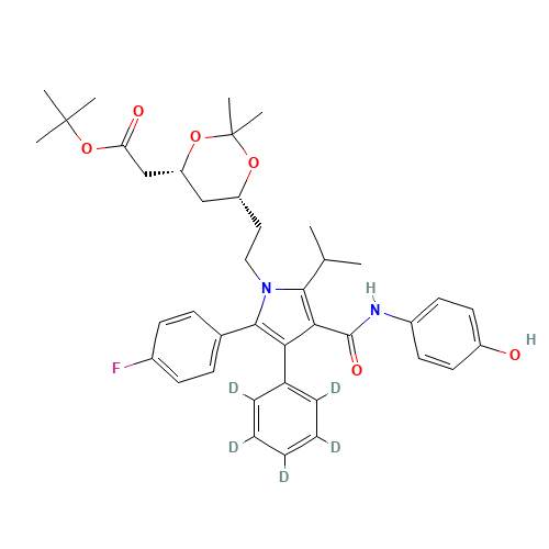 (6-{2-[2-(4-Fluorophenyl)-4-(4-hydroxy-phenylcarbamoyl)-5-isopropyl-3-phenyl-d5-pyrrol-1-yl]-ethyl}-2,2-dimethyl-[1,3]-dioxane-4-yl)-acetic Acid, tert-Butyl Ester (CAS: 265989-38-6) - Related Chemical Product