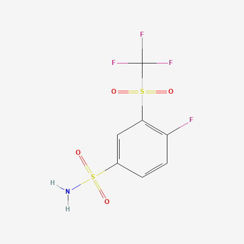 4-Fluoro-3-[(trifluoromethyl)sulfonyl]benzenesulfonamide (CAS: 1027345-08-9) - Chemical Structure and Molecular Formula 