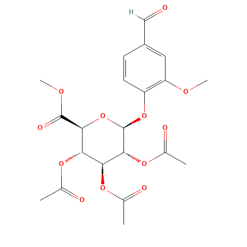 4-Formyl-2-methoxyphenyl b-D-Glucopyranosiduronic Acid Triacetate Methyl Ester (CAS: 704885-44-9) - Chemical Structure and Molecular Formula 