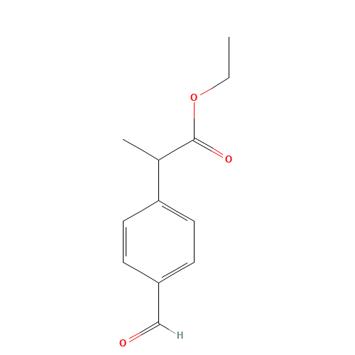 rac 2-(4-Formylphenyl)propionic Acid Ethyl Ester (CAS: 43153-04-4) - Chemical Structure and Molecular Formula 