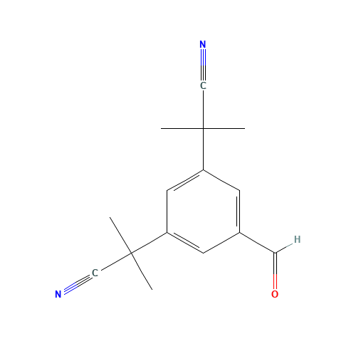 5-Formyl-a,a,a',a'-tetramethyl-1,3-benzenediacetonitrile (CAS: 120511-89-9) - Chemical Structure and Molecular Formula 
