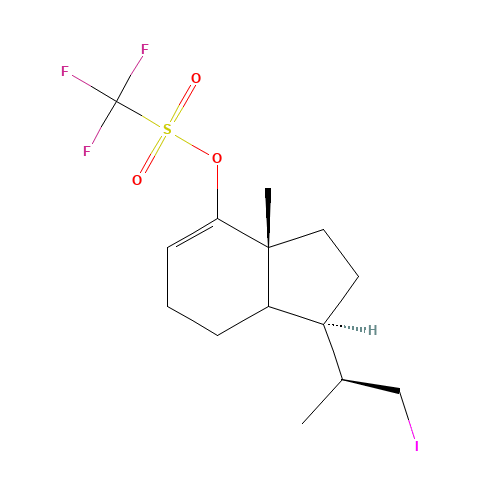 2,3,3a,6,7,7a-Hexahydro-2S,7a-dimethyl-4-hydroxy-indene-1R-(1'-iodo)ethane 4-O-Trifluoromethylsulfonate (CAS: 145372-33-4) - Chemical Structure and Molecular Formula 