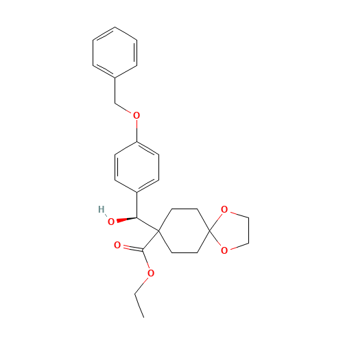 8-[(S)-Hydroxy[4-benzyloxyphenyl]methyl]-1,4-dioxaspiro[4.5]decane-8-carboxylic Acid Ethyl Ester (CAS: 182227-19-6) - Chemical Structure and Molecular Formula 