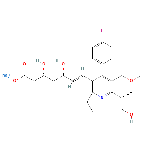Hydroxy Cerivastatin Sodium Salt (CAS: 189060-31-9) - Chemical Structure and Molecular Formula 