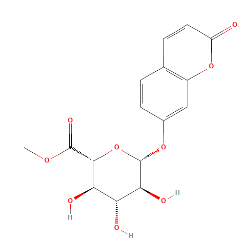 7-Hydroxy Coumarin b-D-Glucuronide Methyl Ester (CAS: 1176514-11-6) - Chemical Structure and Molecular Formula 