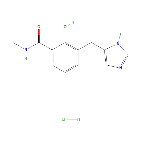 2-Hydroxy-3-(1H-imidazol-5-ylmethyl)-N-methylbenzamide Hydrochloride (CAS: 127170-74-5) - Chemical Structure and Molecular Formula 