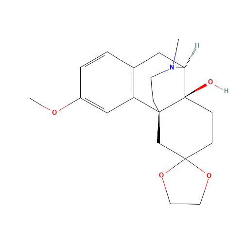 14-Hydroxy-3-methoxy-17-methyl-6-oxo-morphinan 6-Ethylene Ketal (CAS: 21020-35-9) - Chemical Structure and Molecular Formula 
