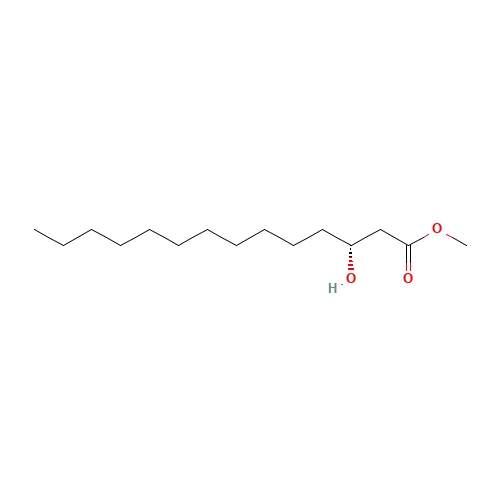 R-(3)-Hydroxy Myristic Acid Methyl Ester (CAS: 76062-97-0) - Chemical Structure and Molecular Formula 