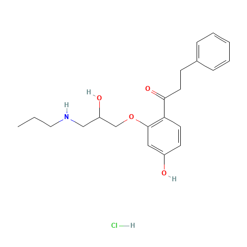 4-Hydroxy Propafenone Hydrochloride (CAS: 86383-31-5) - Chemical Structure and Molecular Formula 