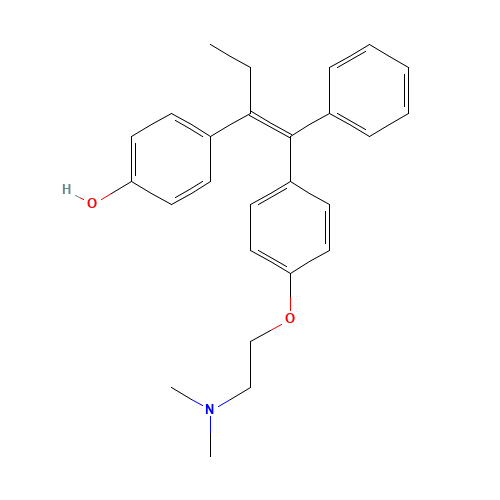 4'-Hydroxy Tamoxifen (contains up to 10% E isomer) (CAS: 82413-23-8) - Chemical Structure and Molecular Formula 