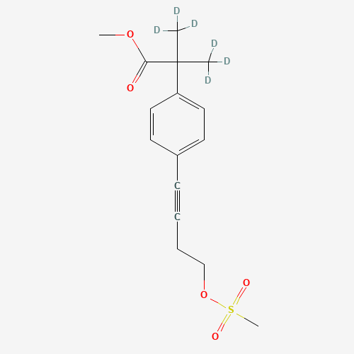 4-[4-(Methanesulfonyloxy)-1-butynyl]-a,a-di(methyl-d3)benzeneacetic Acid, Methyl Ester (CAS: 1020719-58-7) - Chemical Structure and Molecular Formula 