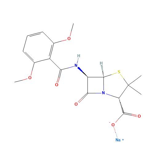 Methicillin Sodium (CAS: 132-92-3) - Chemical Structure and Molecular Formula 