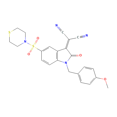 2-[(4-Methoxybenzyl)-2-oxo-5-(thiomorpholinosulfonyl)indolin-3-ylidene]malononitrile (CAS: 1144853-59-7) - Related Chemical Product