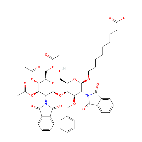 8-Methoxycarbonyloctyl-2-deoxy-2-phthalimido-3-O-benzyl-4-O-(3',4',6'-tri-O-acetyl-2'-deoxy-2'-phthalimido-b-D-glucopyranosyl)-b-D-glucopyranoside (CAS: 106445-30-1) - Related Chemical Product