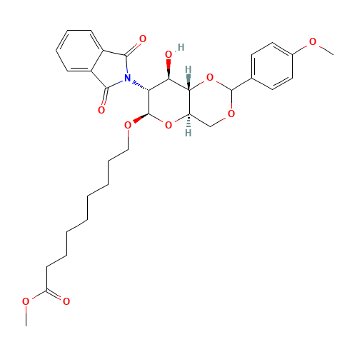8-Methoxycarbonyloctyl-2-deoxy-2-phthalimido-4,6-O-(methoxybenzylidene)-b-D-glucopyranoside (CAS: 359436-88-7) - Related Chemical Product