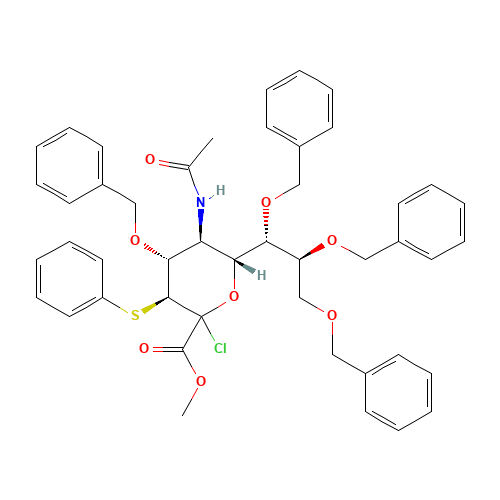 Methyl 5-acetamido-4,7,8,9-tetra-O-benzyl-2-chloro-2,3,5-trideoxy-3-phenylthio-D-erytho-L-gluco-2-nonulopyranosonate (CAS: 120308-52-3) - Related Chemical Product