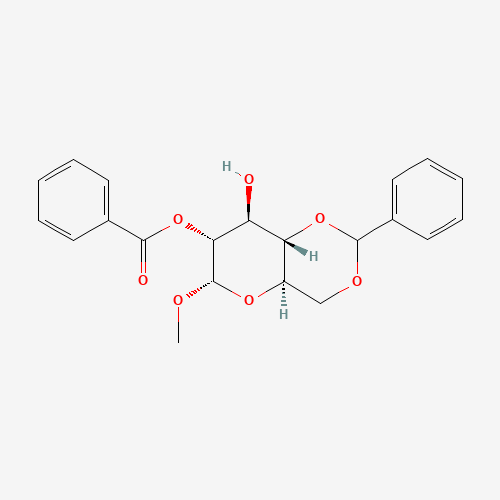 Methyl 2-O-Benzoyl-4,6-di-O-benzylidene-a-D-glucopyranoside (CAS: 28642-64-0) - Chemical Structure and Molecular Formula 