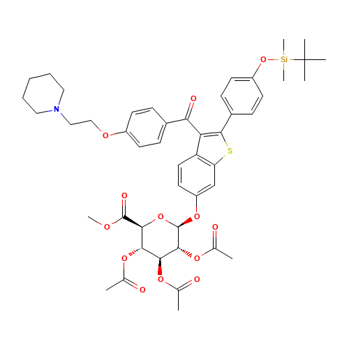 Methyl-1-(4'-tert-butyldimethylsylyl-6-hydroxyraloxifene)-2,3,4-tri-O-acetyl-b-D-glycopyranuronate (CAS: 174264-49-4) - Related Chemical Product