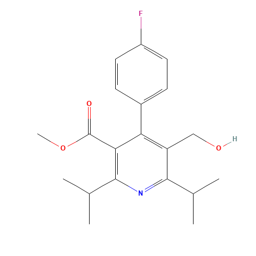 Methyl 2,6-Diisopropyl-4-(4-fluorophenyl)-5-hydroxymethyl-pyridine-3-carboxy-late (CAS: 202859-11-8) - Chemical Structure and Molecular Formula 