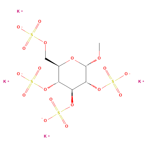 Methyl a-D-Glucopyranoside 2,3,4,6-tetra-O-sulfate, Potassium Salt (CAS: 359437-01-7) - Chemical Structure and Molecular Formula 