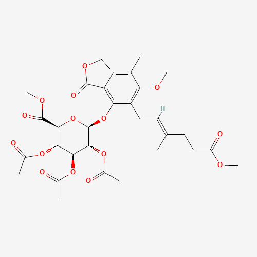 Methyl 6-[Methyl-2,3,4-tri-O-acetyl-b-D-glucuronato]mycophenolate (CAS: 39938-00-6) - Chemical Structure and Molecular Formula 