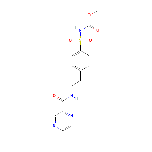 Methyl 4-[b-(5-Methylpyrazine-2-carboxamido)ethyl]benzene Sulfonamide Carbamate (CAS: 33288-74-3) - Chemical Structure and Molecular Formula 