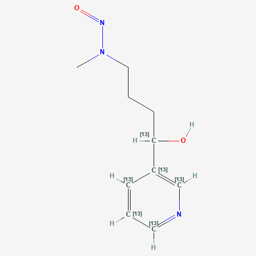 4-(Methylnitrosamino)-1-(3-pyridyl)-1-butanol-1,2',3',4',5',6'-13C6 (CAS: 1189877-28-8) - Chemical Structure and Molecular Formula 