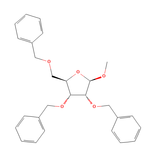 Methyl 2,3,5-Tri-O-benzyl-b-D-ribofuranoside (CAS: 55725-85-4) - Chemical Structure and Molecular Formula 