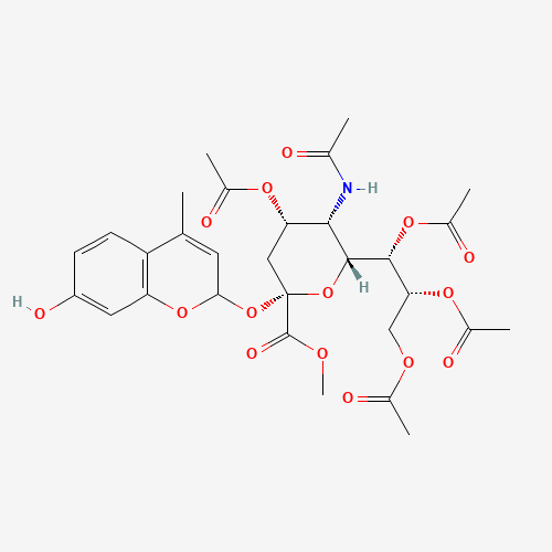 (4-Methylumbelliferyl)-N-acetyl-4,7,8,9-tetra-O-acetyl-a-D-neuraminic Acid, Methyl Ester (CAS: 59361-08-9) - Chemical Structure and Molecular Formula 